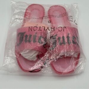 Juicy Couture Slides Women’s 8 Pink Rhinestone Logo Sandals New Without Box